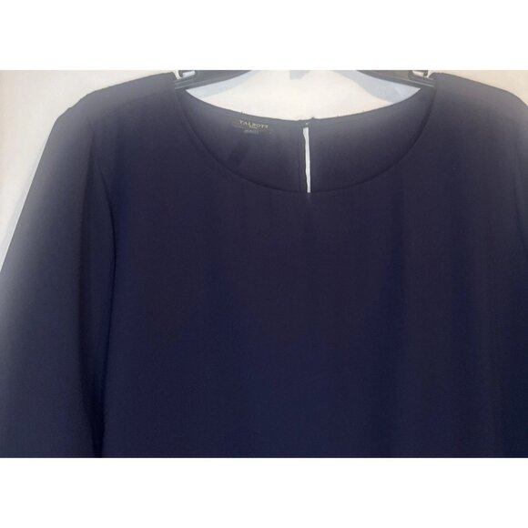 Talbots Women’s Navy Blue Side Tie 3/4 Sleeve Round Neck Blouse Top Sz 14W - Picture 2 of 10